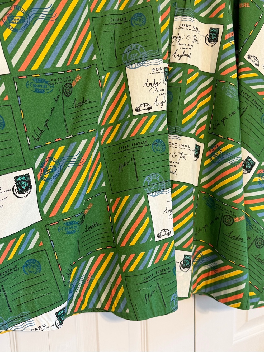 Midi Skirt with Green Postcard Print - Picture 3 of 5